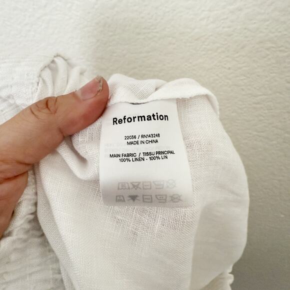 [Reformation] White Mila 100% Linen Pull-On Elastic Waist Shorts NWT Size XL - Picture 11 of 12